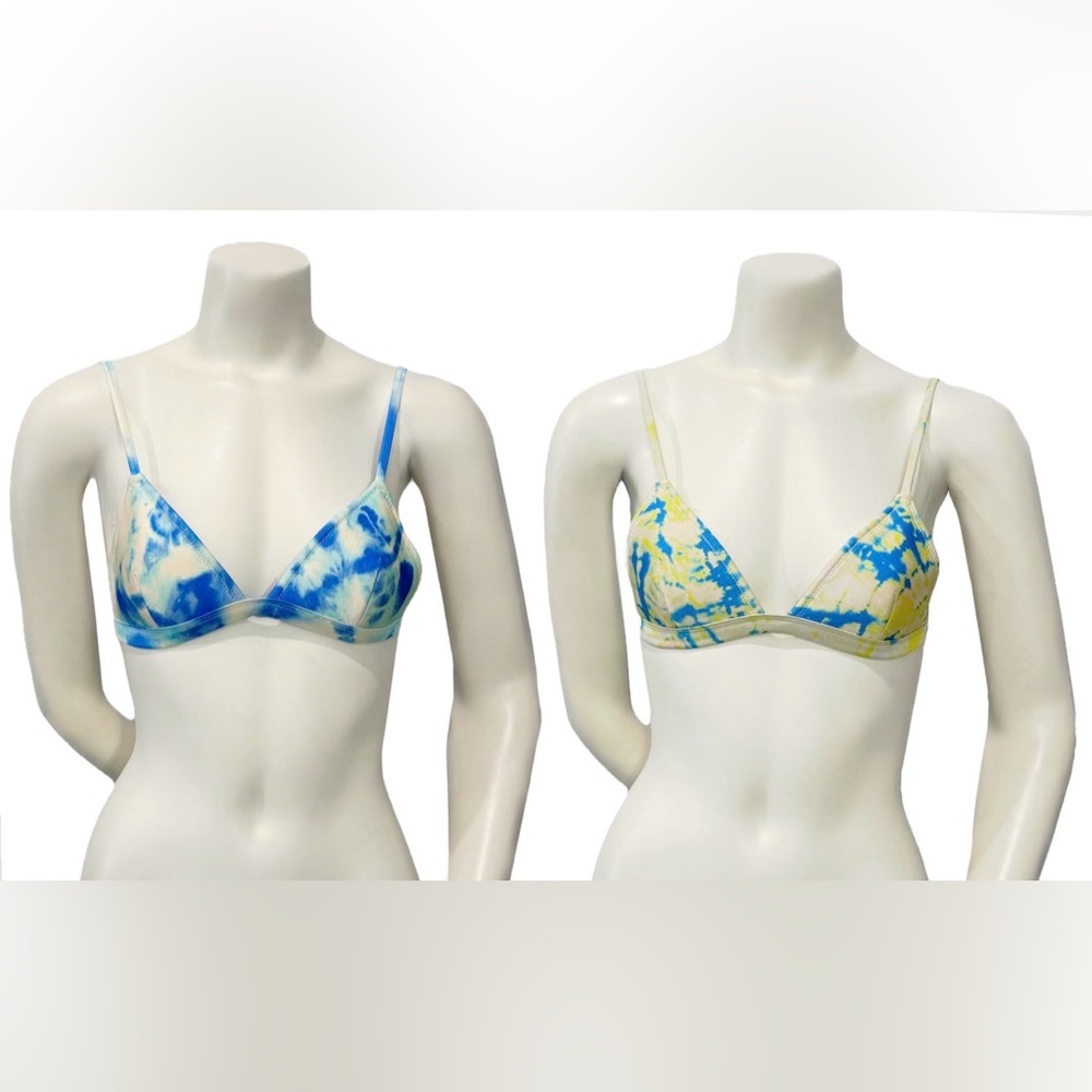 TRIANGL Neoprene Triangle Bikini Tops Set of 2 | Tie Dye | Size S